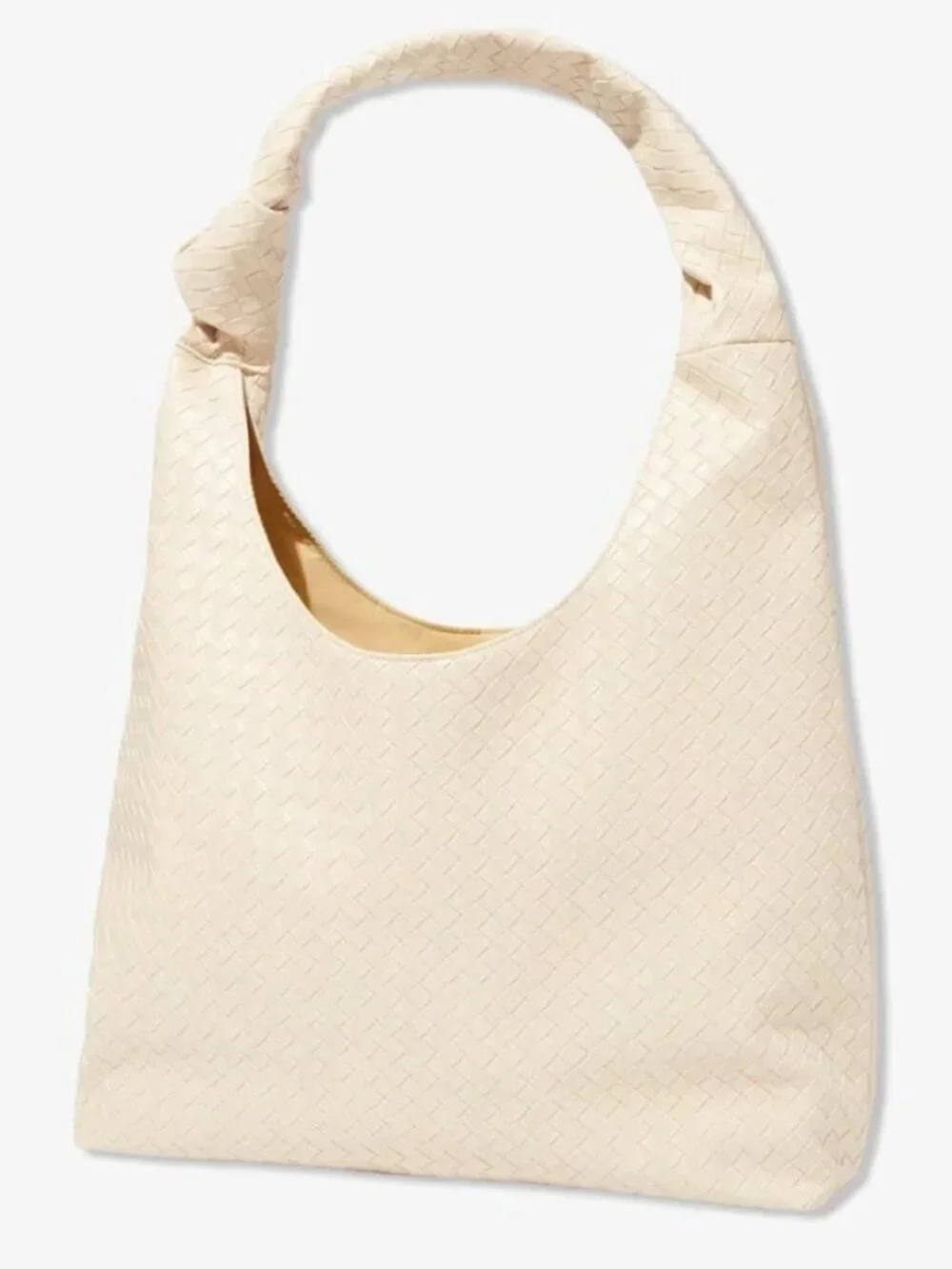 Ulta Beauty Knot Woven Shoulder Hobo Purse Tote Cream Beige Tote Bag NWT Weave F